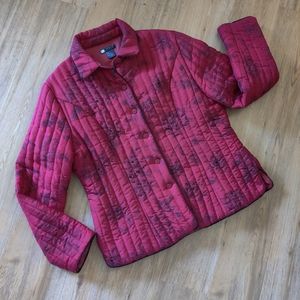 CAROLE LITTLE Red Asian Bead Silk Puffer Jacket XL